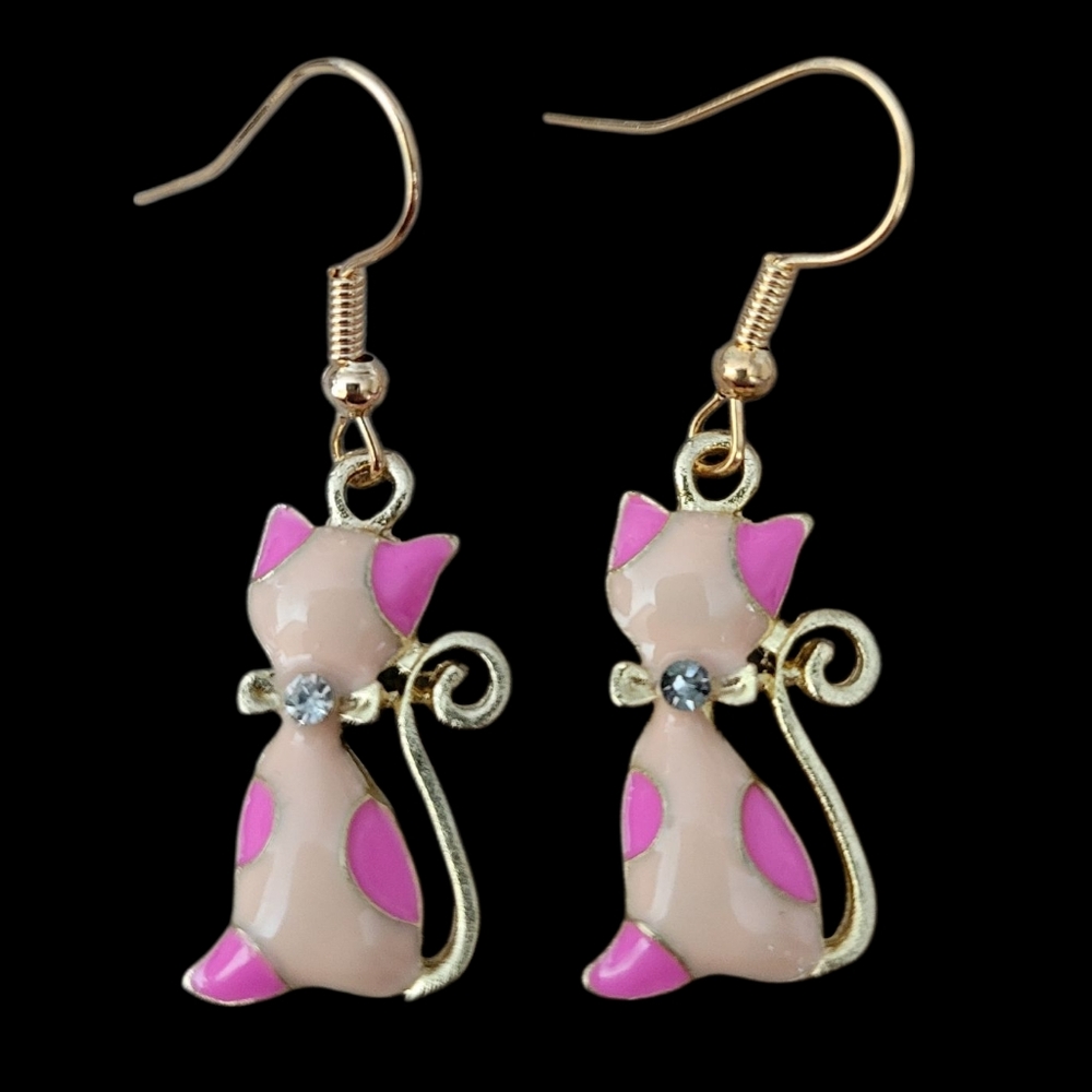 Pink Cat Kitty earrings